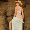 fortuna lace milky jade light green vest thong robe tulle
