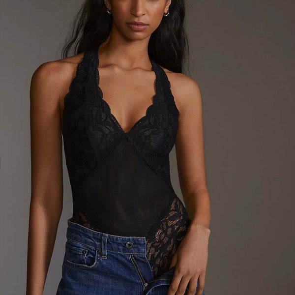 Lace Armless Bodysuit // Black (XL) - Celino Lingerie - Touch of